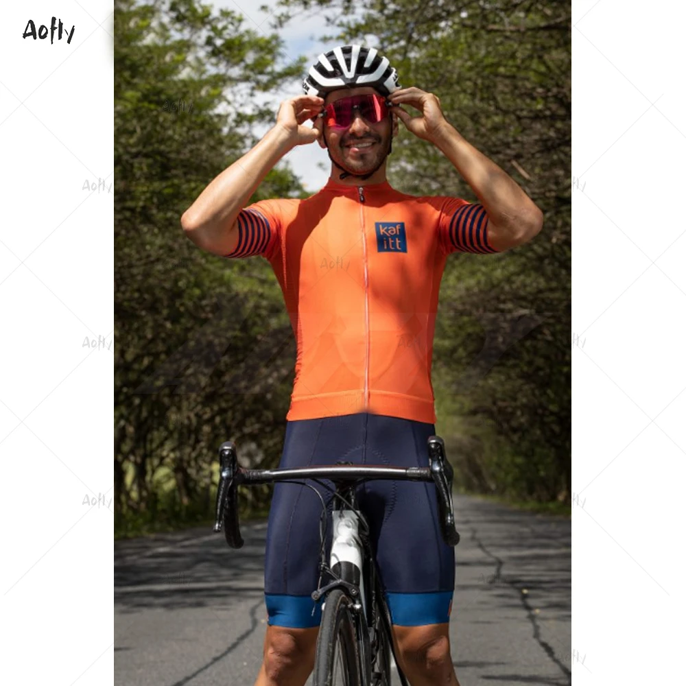 o naranja manga corta par triatlón traje de Ciclismo Skinsuit Maillot Ropa