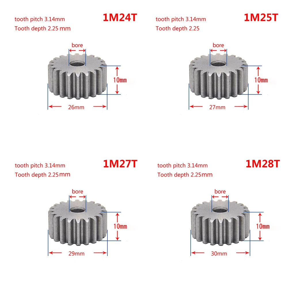 1 шт. 45# сталь Spur gear 1Mod 12 T-28 T Metal Moter gear 12-28 зубчатая шестерня