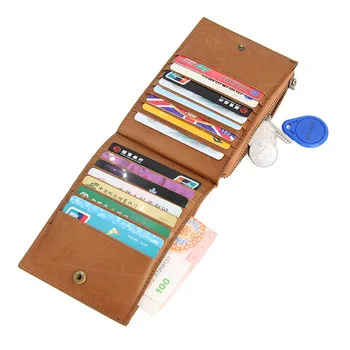 

Ultra-thin card case folding wallet zipper bi-fold magnetic card holder rfid wallet purse