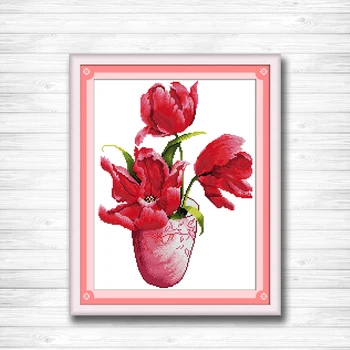 

The plum flower vase painting 14CT 11CT counted cross stitch kits embroidery set Needlework Set chinese cross stitch Home decor