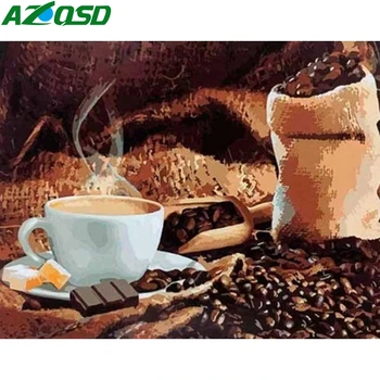 

AZQSD Unframe Painting By Numbers Coffee Cup Acrylic Paint Unique Gift Pictures By Numbers On Canvas Kitchen Decor For Home