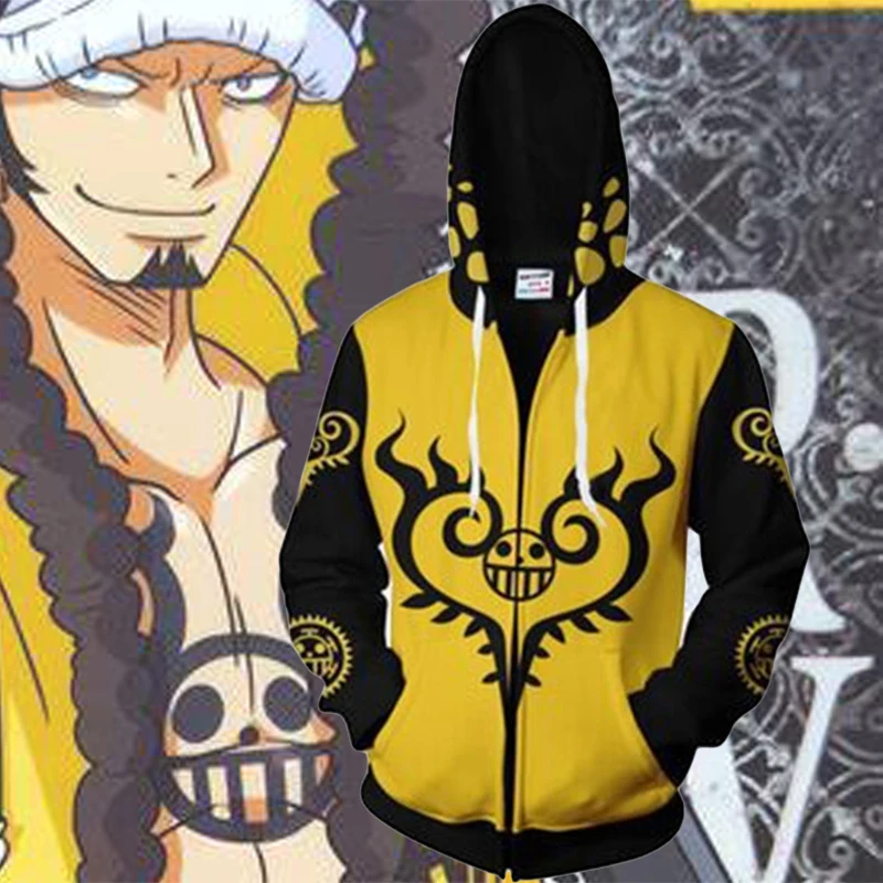 Trafalgar Law Sweatshirts  Anime One Piece 3D Hoodie Cosplay costume zipper Yellow  Thin Pullover Hoodies Tops Outerwear Coat spider woman costume