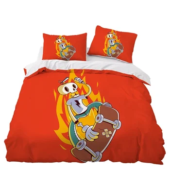 

Cartoon Skull Skateboard Bedding Set Bedroom Decor Bedspread Gift Microfiber Hypoallergenic Zipper 1PC Duvet Cover Pillowcase