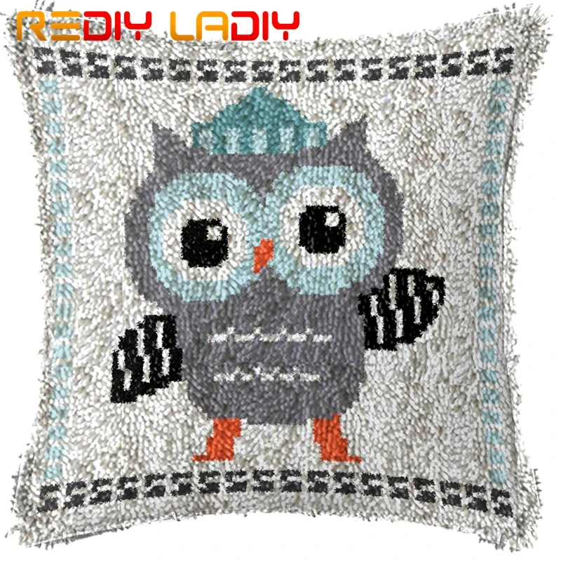 Latch Hook Cushion Cartoon White Bear Pillow Case Acrylic Yarn Pillow Pre-Printed Canvas Crochet Cushion Cover Hobby& Crafts - Цвет: BZ586