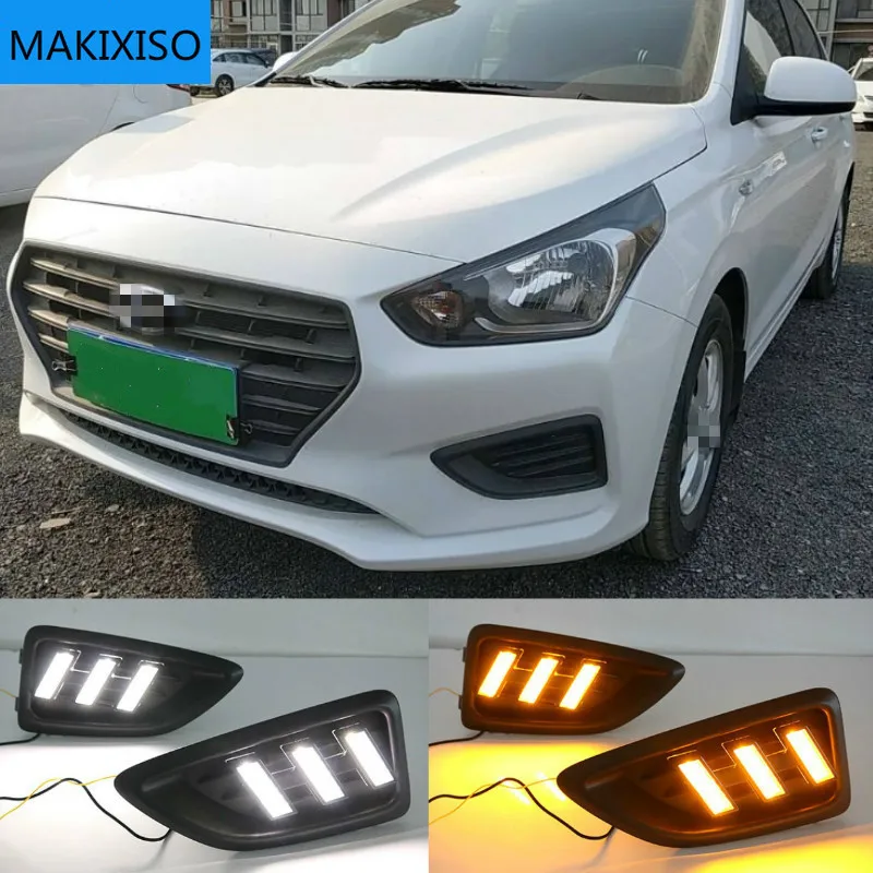 

For Hyundai Accent Solaris Verna 2017 2018 LED DRL Daytime Running Light Fog Lamp 12V Car Running Lights