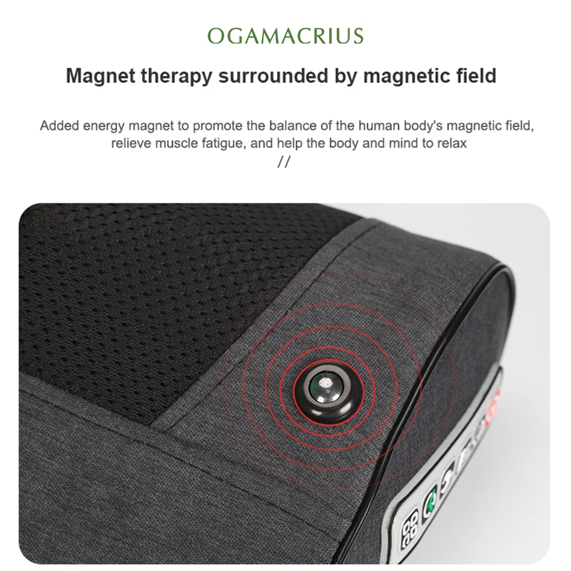 Ogamacrius Mini Massage Pillow Neck Shoulder Soft Fabric Color  Electric Healthy Home Use Heated Full Body Shiatsu Massager