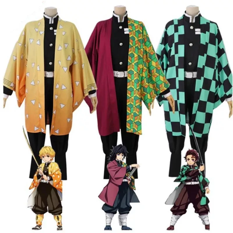 

Anime Demon Slayer Kimetsu No Yaiba Tanjiro Kamado Nezuko Cosplay Costume Suit For Men Women Wig Shoes Halloween Party Props