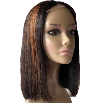 

Shireen Short Bob Wig 4x4 Lace Closure Wig Highlight Wig Ombre Honey Blonde Brown Peruvian Remy Human Hair Wigs Pre-Plucked