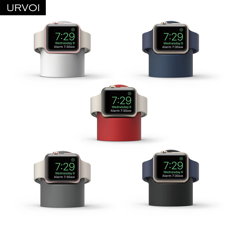 Подставка URVOI для apple watch series 6 SE 5 4 3 2 1 держатель watchOS ночная подставка силиконовая