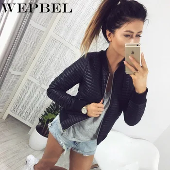 

WEPBEL Women Jacket Zipper Short Section Jacket Long Sleeves Cardigan Solid Color Slim O-Neck Casual Thin Warm Women Jacket