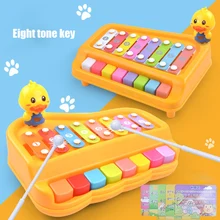 2-в-1 Детские Paino игрушка стук клавиатура 8 тон музыкальный инструмент раннего образования игрушка с Милая желтая утка