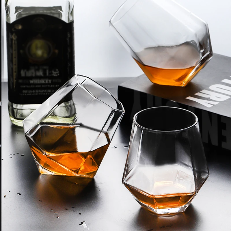

European Simple Style Lead-free Glass Cup Diamondoid Glass Cups Glassware Water Coffee Wine Cups Mugs Drinkware Bar Restaurant