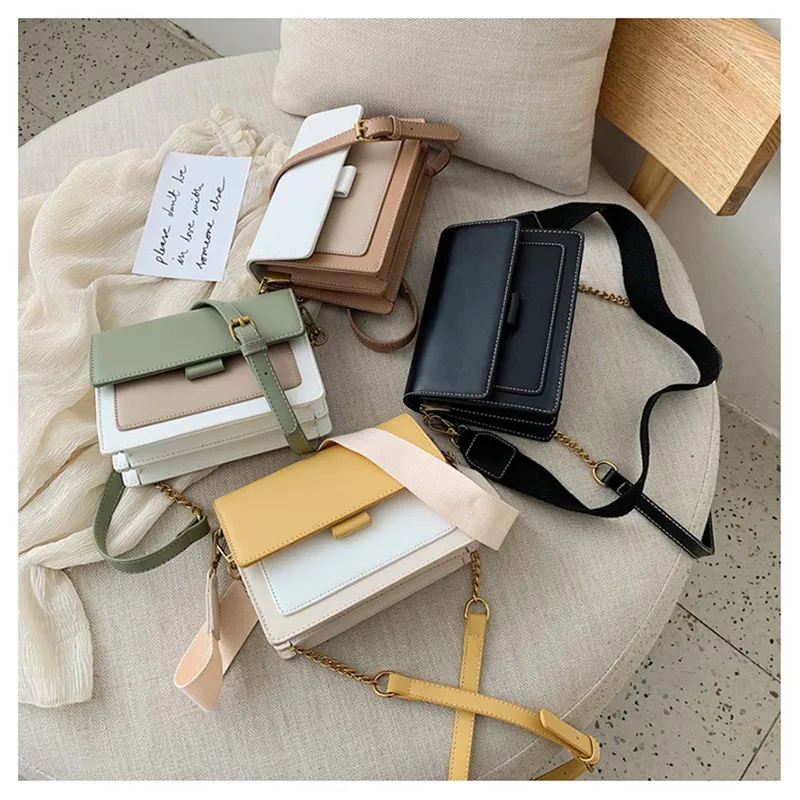 

PACGOTH Fashion Women Flap PU Leather Messenger Bag Mini Handbag Link Chain Shoulder Bag Elegant Ladies Party Crossbody Bags
