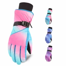 Зимний теплый для катания на лыжах перчатки для катания на сноуборде для мальчиков и девочек штормовки-утепленные Плюшевые Катание на лыжах перчатки Водонепроницаемый дышащей во время занятий спортом на открытом воздухе