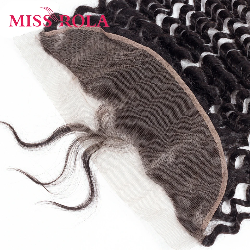 Miss Rola 13x4 Deep Wave Lace Frontal Closure Brazilian Human Hair Ear To Ear Lace Frontals Natural Color Remy With Baby Hair