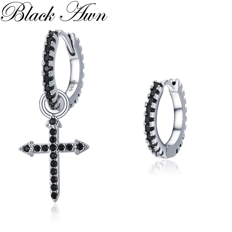 Pendientes De Aro Esmaltados Negros Y Dorados - Acero Inoxidable Chapado Oro, Regalo Para Mujer