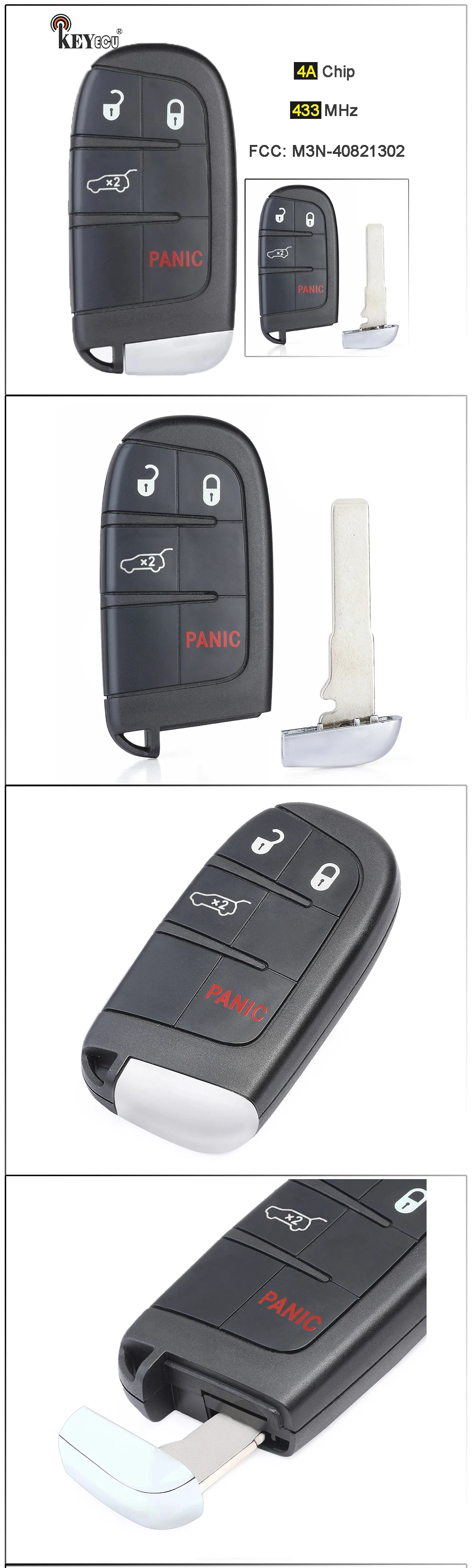 Keyforkess 433MHz 4A Chip M3N-40821302 P/N: 68250341 AB AC AD AA Smart Remote Key Fob per Jeep Compass Trailhawk 2017-2022 - Hd99c021072644d84b0b9a6635de47952i
