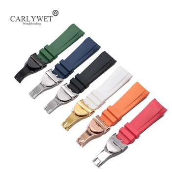 

CARLYWET 22mm Black Blue Orange Red Green White Waterproof Silicone Rubber Watch Band Straps Bracelets For Tudor Black Bay