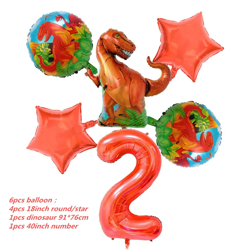 6pcs ballon 6 и 5 шт. большой динозавр фольги шарики, День подарков будущей матери день рождения Юрского мира украшения воздушный шар в форме животного дети подарок Globos - Цвет: 6pcs ballon
