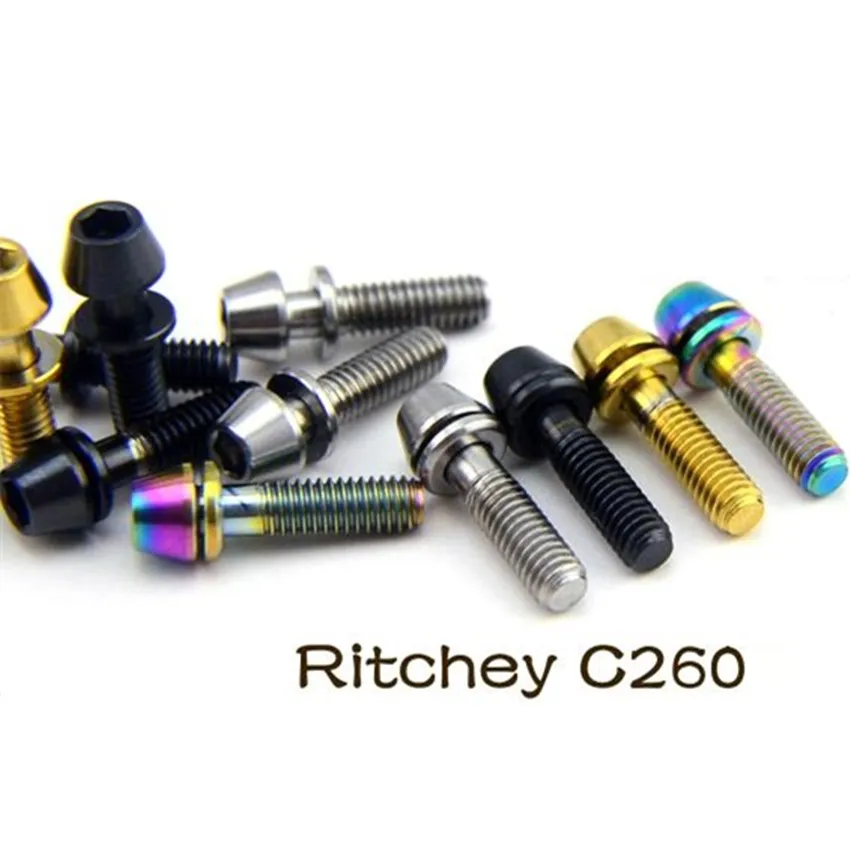 M4 x15mm титановые болты для Ritchey C260 велосипедный шток конус Шестигранная розетка с пленкой M6 Ti болты винты Ti крепеж