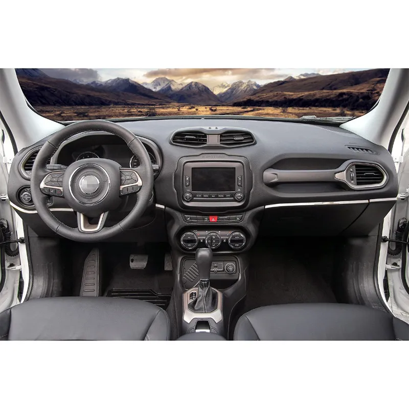 Sansour ABS 4 Pc Car Interior Central Control Forth Dash Board Decoration Stickers For Jeep Renegade- Car Styling