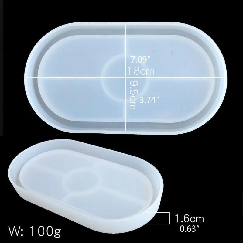 

Large Oval Shape Coaster Resin Molds Slilcone UV Resin Mold Jewelry Making Tools B95F