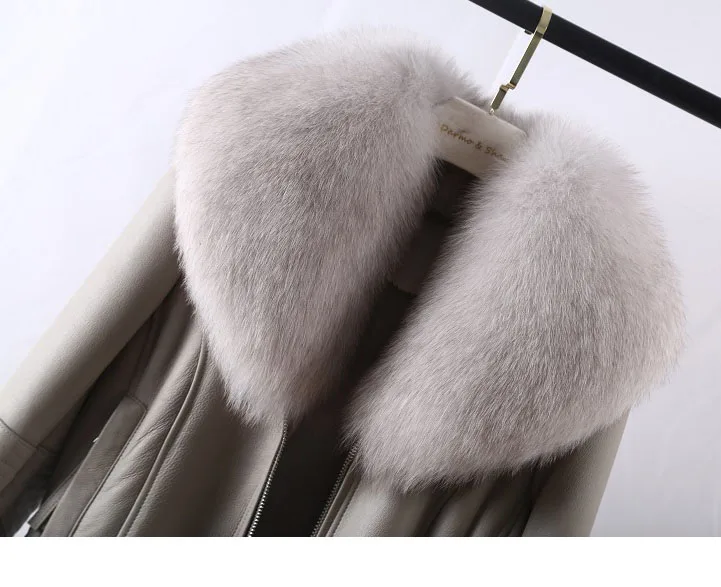 new winter jacket real fur coat Whole skin fox fur collar Genuine Leather Lamb fur fur coat woman's clothing short coat
