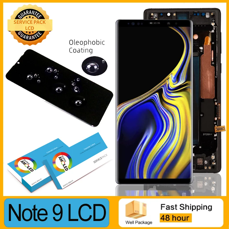 100% Оригинальный Amoled 6 4 ''ЖК-дисплей с рамкой для SAMSUNG Galaxy Note 9 Note9 N960F дисплей