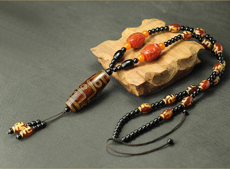 Редкая природа тибетские бусины дзи 9 глаз Амулет из бисера кулон с САРД бисера ожерелье подарок