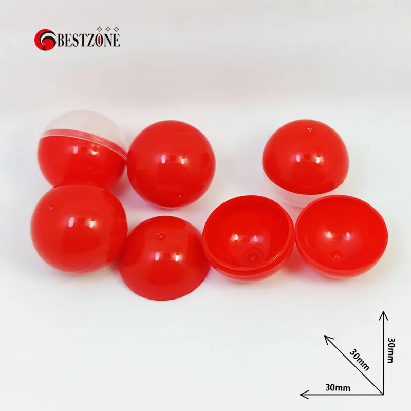 100PcsLotDiameter30MMFullRedSolidColorPlasticToyCapsules