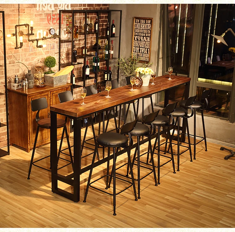 Современный деревянный металлический высокий барный стол, простой домашний журнальный барный столик на стенке, боковые высокие барные столы