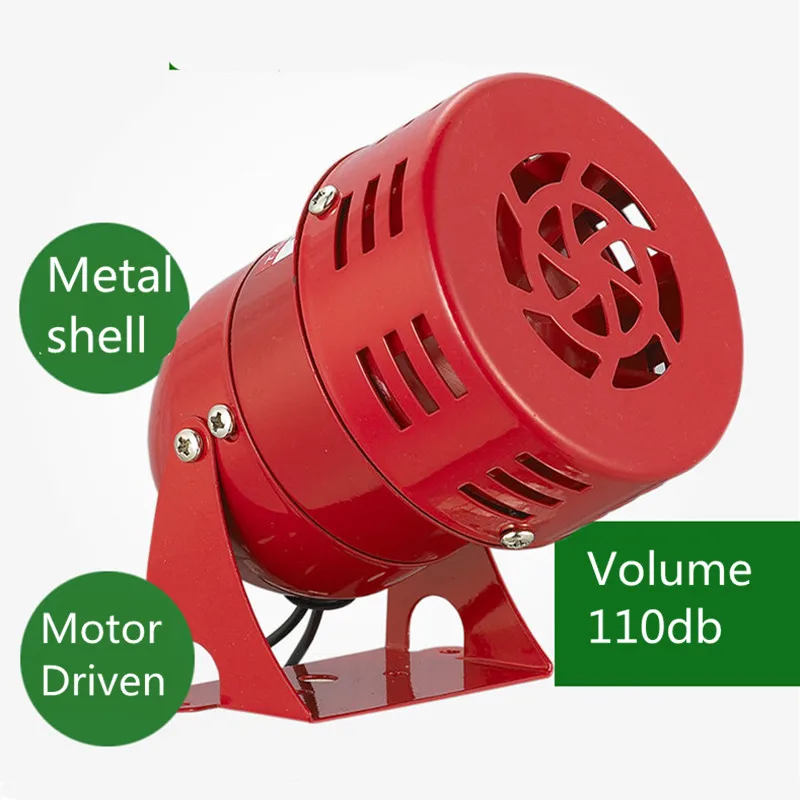 

12V 24V 220V 3" Automotive Air Raid Siren Horn Car Truck Motor Driven Alarm Red 110db motor siren