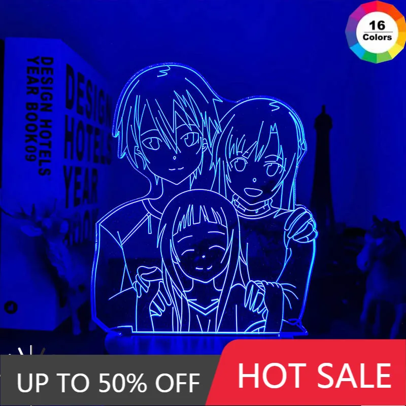 

Подарочный магазин, аниме, светодиодный светильник, меч, искусство онлайн, для спальни, Декор, ночной Светильник SAO Kirigaya Kazuto, настольная лампа Yuuki Asuna, подарок