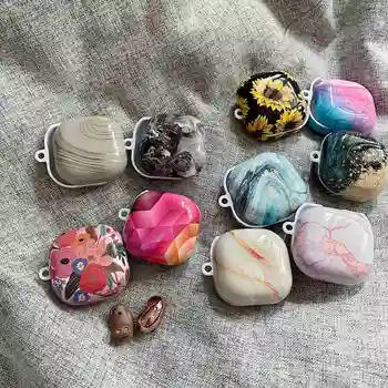

For Samsung Galaxy Buds Live Earphone Cover Luxury Marble Colorful Flower Hard PC Headphone Case For Samsung Live Case