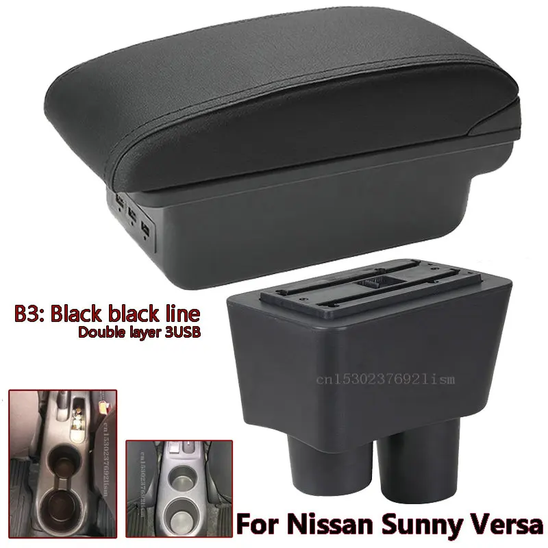 

For Nissan Sunny Versa armrest box Car Central Armrest Storage Box cup holder modification accessories