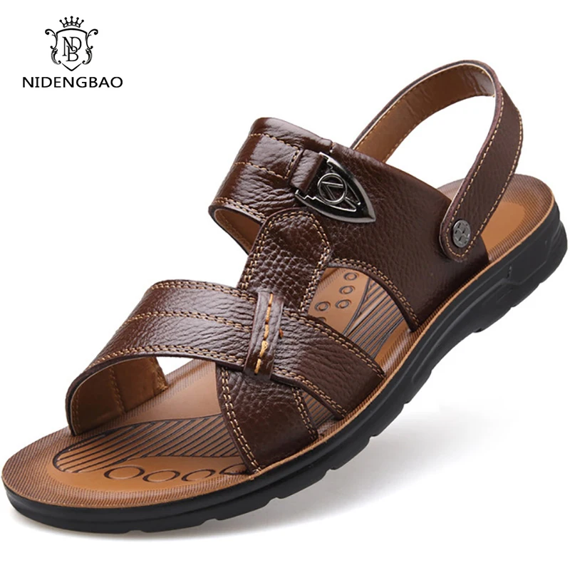 Fashion Summer Mens Casual Sandals Breathable Comfortable British Leather Sandals Plus Size 47 48 49 