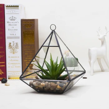 

Garden Golden Diamond Shape Glass Geometric Terrarium Wedding Wall Hanging Decoration Planter Pot for Succulent Air Plant Flower