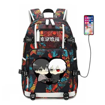 

Tokyo Ghoul Kaneki Ken Backpack USB Port Rucksack Bag Snake Pattern Teenager Student School Bags travel Shoulder Laptop Bag