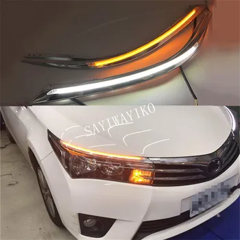 

For Toyota corolla 2014 - 2018 LED DRL Headlight Eyebrow Daytime Running Light fog lamp With Flowing dynamic Yellow Turn Signal