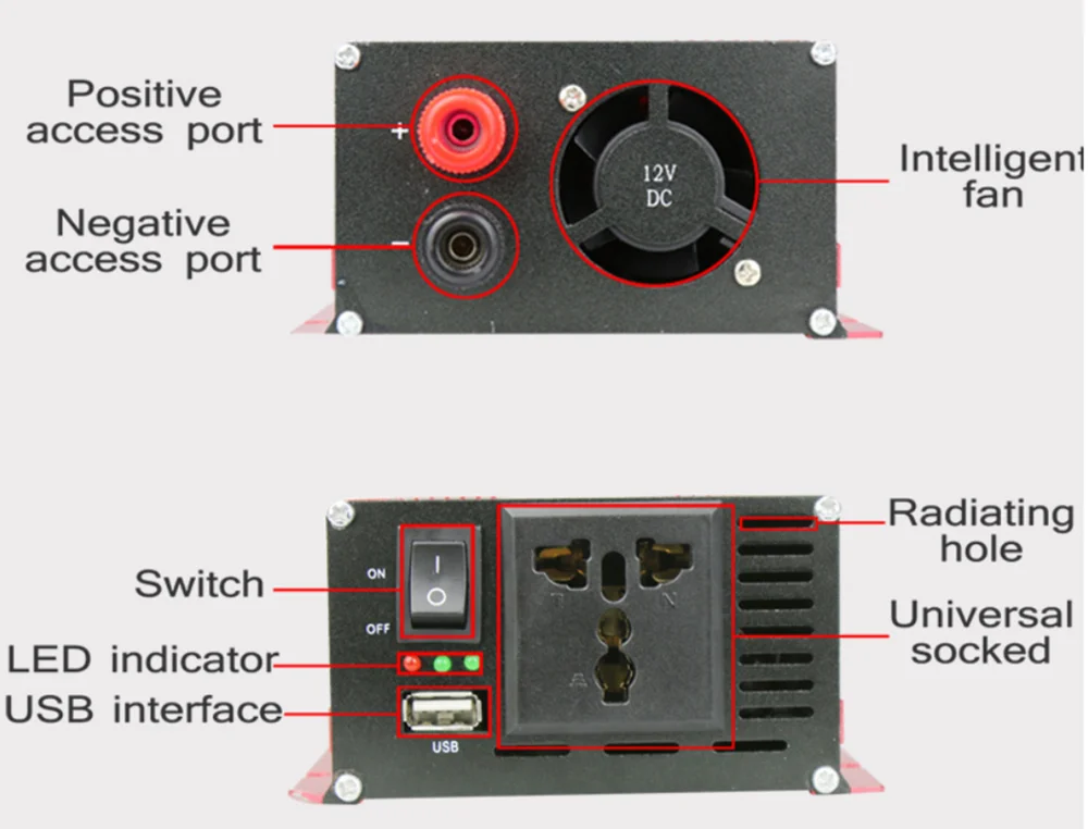 Один USB 2000 Вт DC 12 В к AC 220 В автомобильный инвертор солнечное зарядное устройство конвертер адаптер модифицированный ЖК-монитор Синусоидальная волна экран