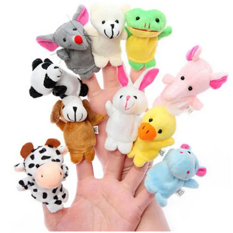 10Pcs Birthday Cartoon Plush Toys Boy Girl Finger Puppet Animal Child Newborn Favor Dolls