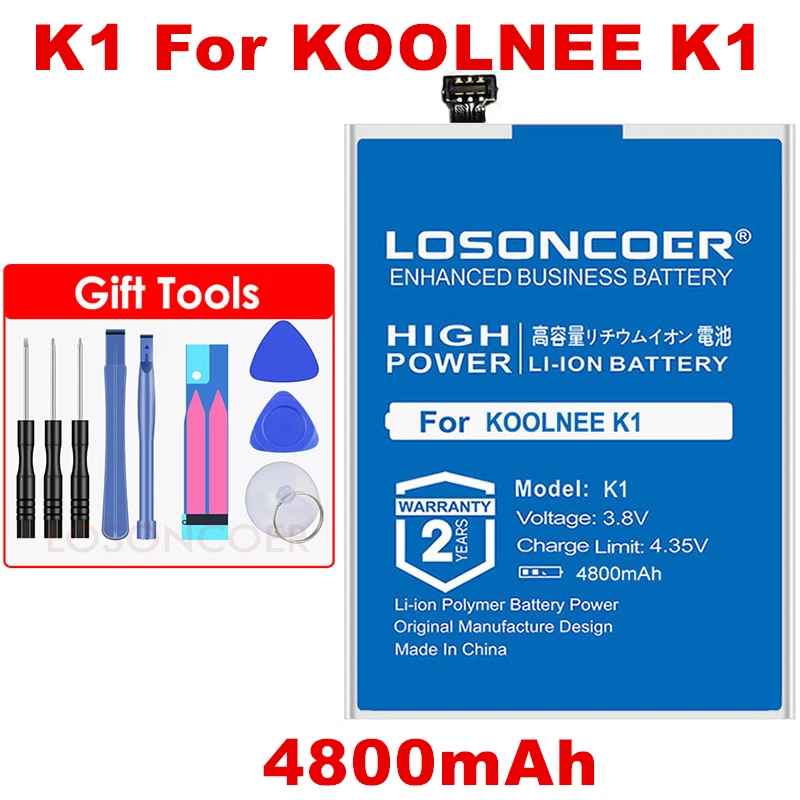LOSONCOER 4800mAh K1 батареи мобильного телефона для KOOLNEE K1 батареи+ Бесплатные инструменты