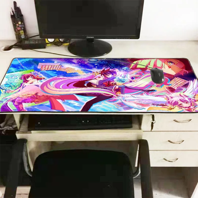  NO Game No Life Anime Large Mouse Pad Mousepad Natural Rubber Gaming Table Mouse Mat with Locking E