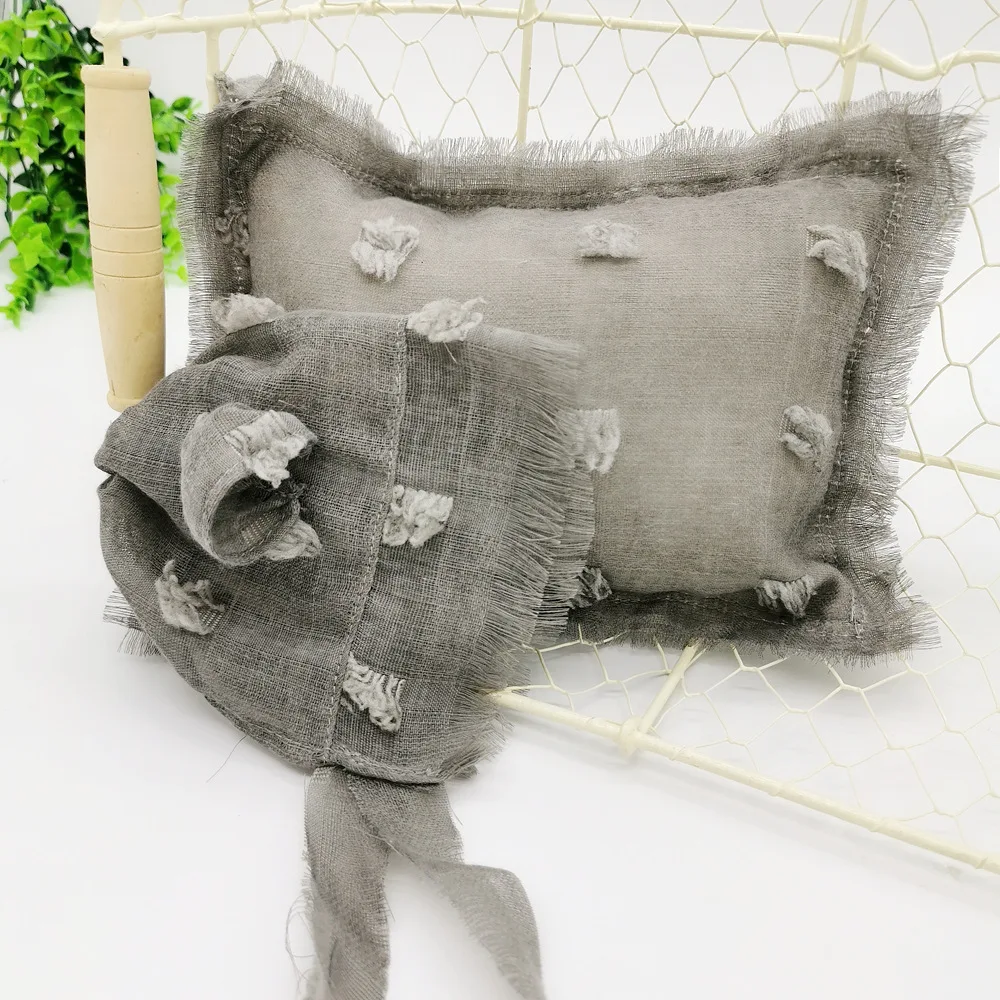 Light Grey Детские реквизиты для фотосессии новорожденных, милая мультяшная фотошапка и подушка, Детский галстук, окрашенная садовая шапка и подушка для фотосессии - Цвет: Light Grey
