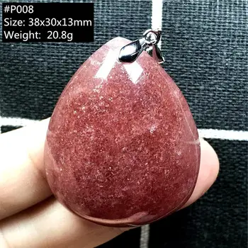 

Top Natural Red Strawberry Quartz Necklace Pendant For Women Lady Man Crystal Silver 38x30x13mm Water Drop Stone Jewelry AAAAA