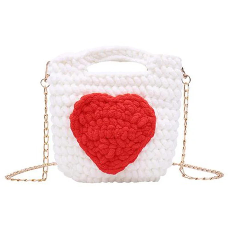 

ABZC-New Hand-Knitted Soft Cute Messenger Bag Ladies Chain Messenger Bag Handbag Bag