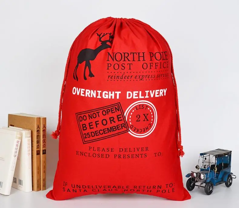 Christmas Santa Sacks 200pcs/lot Large Santa Gift Bag Drawstring Xmas Cotton Bag Stripe Canvas Candy Bags Wholesale SN1981