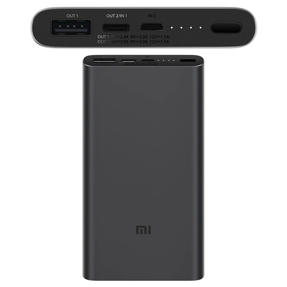 Xiaomi mi Мощность банк 3 10000 мА/ч, USB-C двухсторонняя Быстрая зарядка 18W Батарея PLM12ZM mi jia Мощность Bank зарядное устройство для iPhone XS