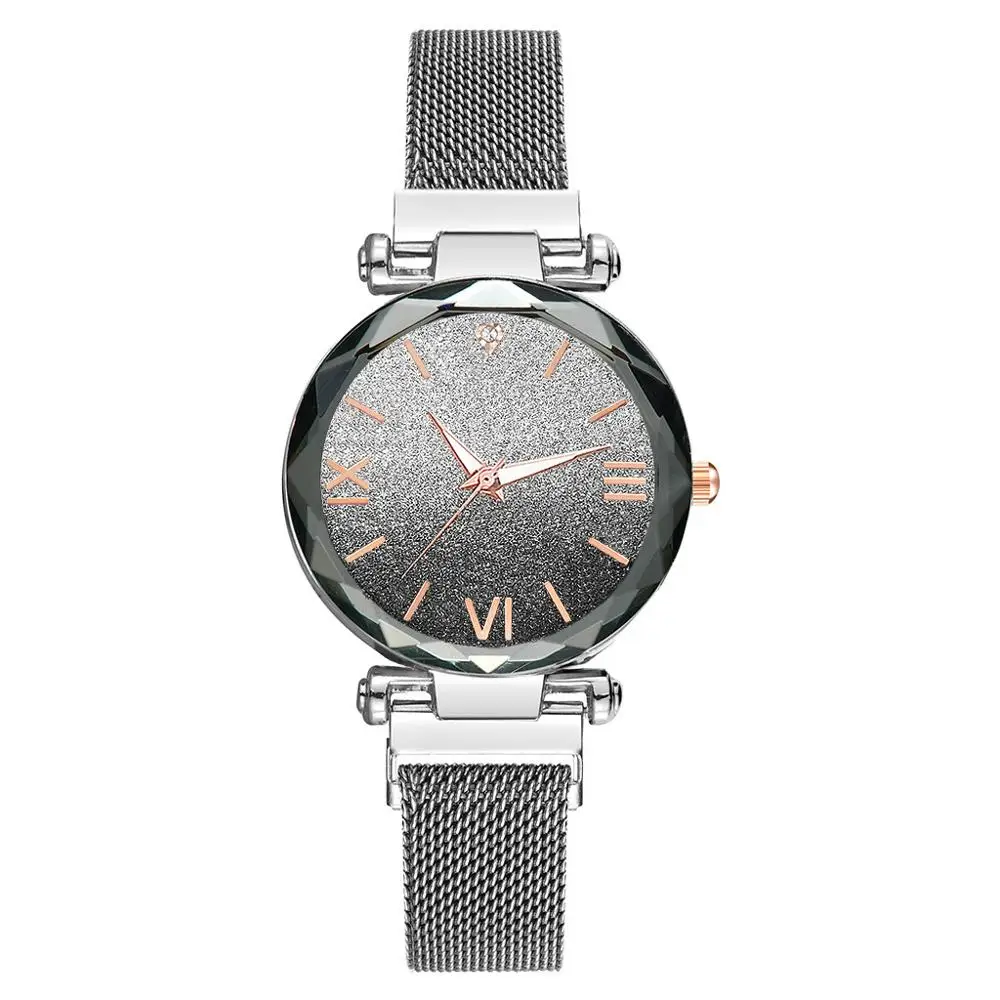 Роскошные магнитные женские часы с сетчатым ремешком римские Кварцевые женские часы наручных часов женские часы Montre Femme A30 - Цвет: Silver