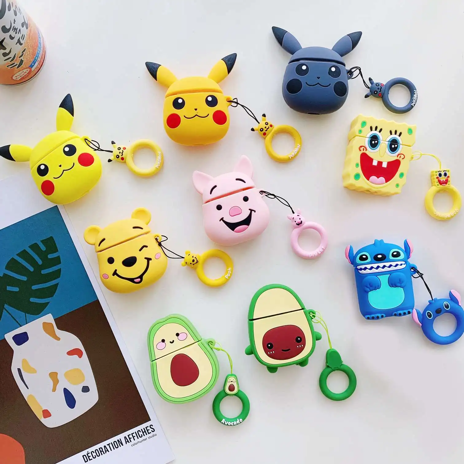 

For AirPods Case Cute cartoon funny Pattern silicon Cover For Airpods Wireless Earphone Case For Air pods 2 silicon cover fundas